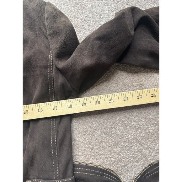 Vintage 90’s Y2K Suede Jacket XS Brown Boho Western Belted - Picture 8 of 8